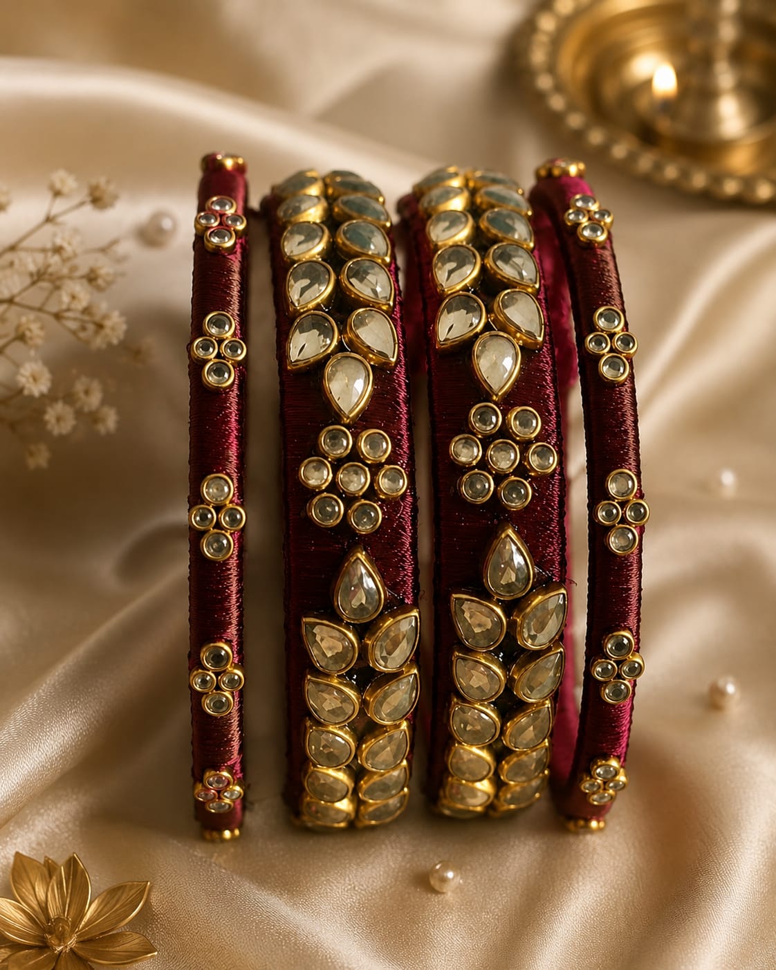 Royal Maroon silk thread bangles 