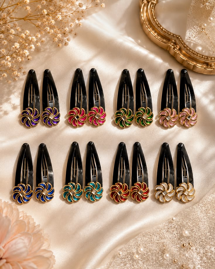 Floral Hair clips 8 Pairs Sets