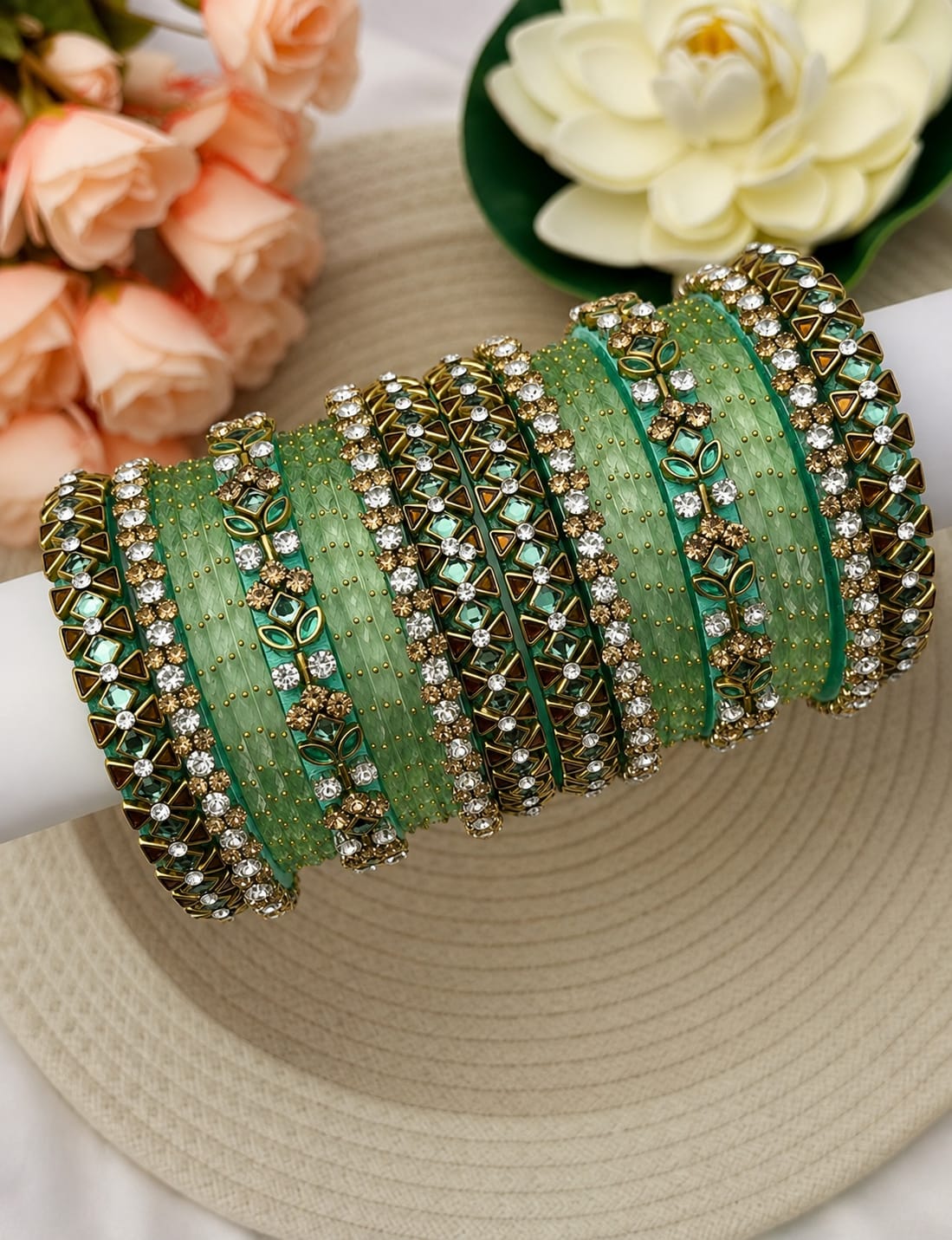 Emerald Bloom Designer Bangles