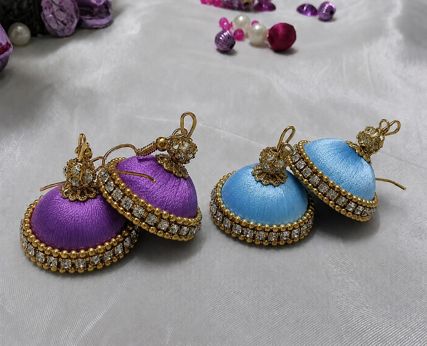 Designer Thread Jhumka Earrings