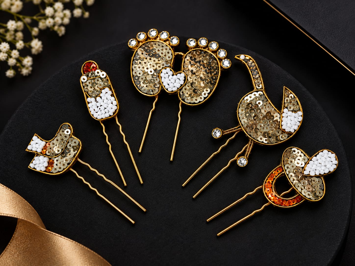 Baby Shower Embellished Hair Pin Set