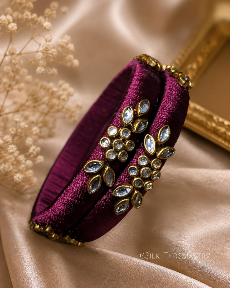 Royal Ruby Crystal Silk Thread Bangles 💜✨