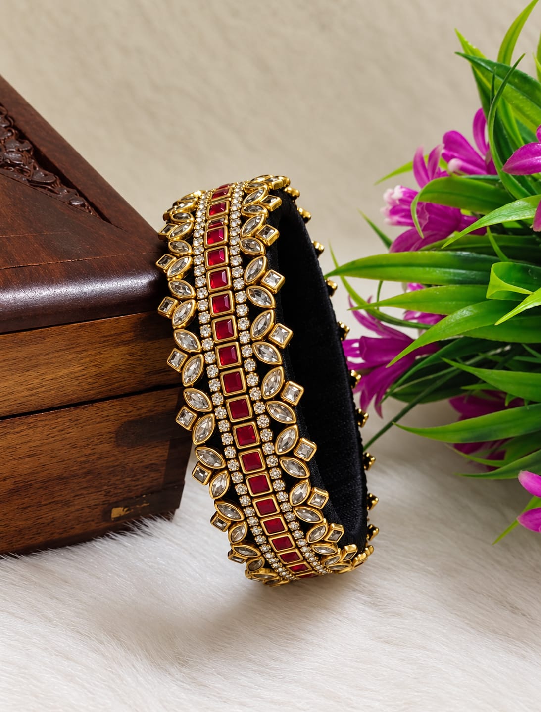 Royal Ruby Black thread Designer Bangle