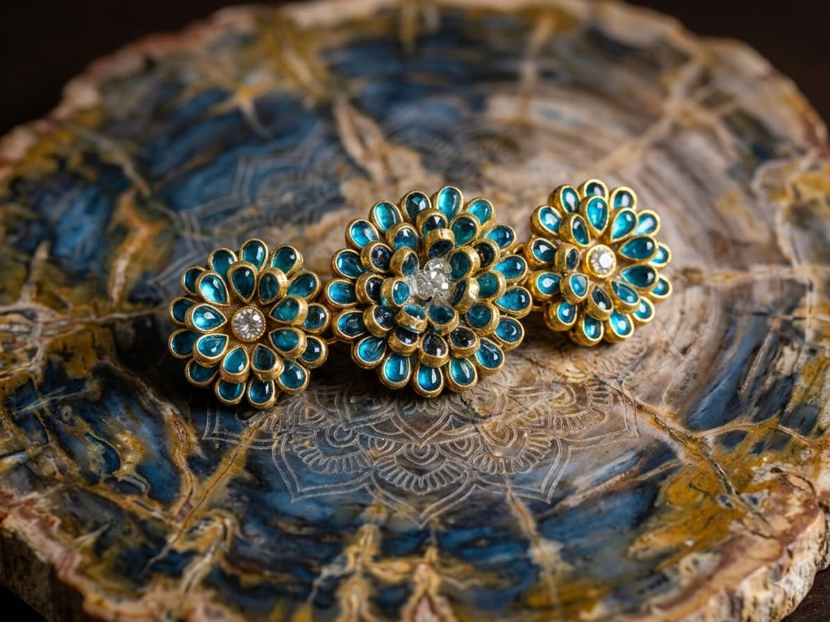 Turquoise Floral Cluster Hair Clip